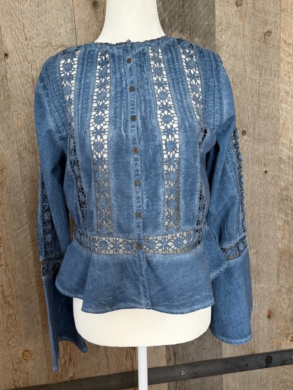 Free People Jean Top with Lace Size Small/Petite